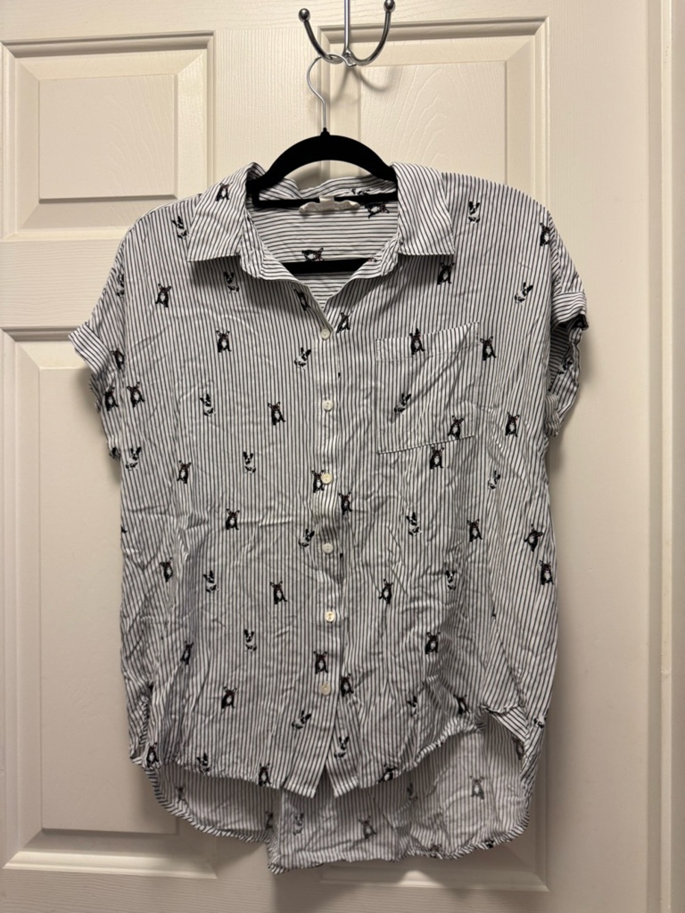 Jane and Delancey Button Up Blouse with Dogs